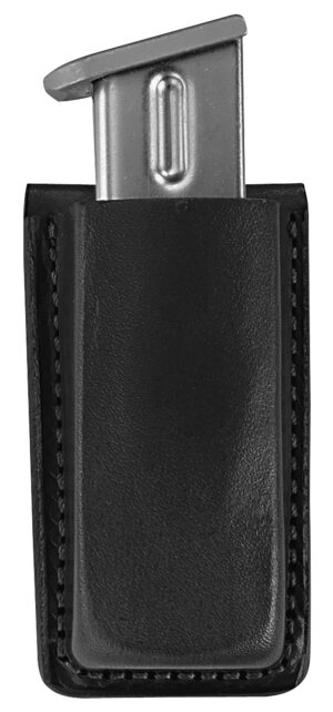 Bianchi 18056 Open Top Mag Pouch Single Black Leather Belt Clip, Belts 1.75" Wide Compatible w/Glock 17/19/22/23/30/S&W 9/40F/M&P 9/40