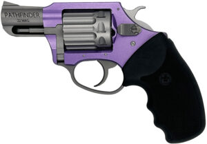 Charter Arms Pathfinder Lavender Lady .22 Win Mag 2 inch lavender revolver with black rubber grip