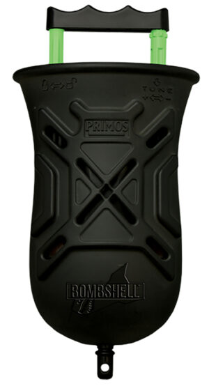 Primos Bombshell push-pen hen turkey call in black, mechanical push-rail design