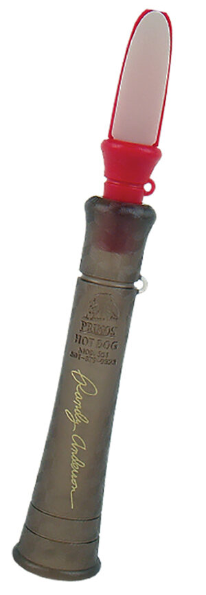 Primos Hot Dog Predator mouth call with detachable red mouthpiece and black horn