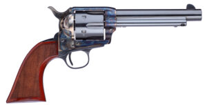 Taylors and Company Short Stroke Gunfighter revolver with 5.50-inch blued barrel, case-hardened frame and walnut checkered gr