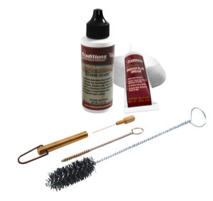 Traditions Breech Plug Cleaning Kit for .50 caliber muzzleloaders with EZ Clean 2 solvent, grease, nylon brushes, pick, and p