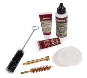 Traditions EZ Clean 2 .50 cal muzzleloader cleaning kit with brushes, solvent, lube, and patches