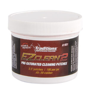 Traditions EZ Clean 2 pre-saturated cleaning patches 100 per jar 2.5 inch diameter