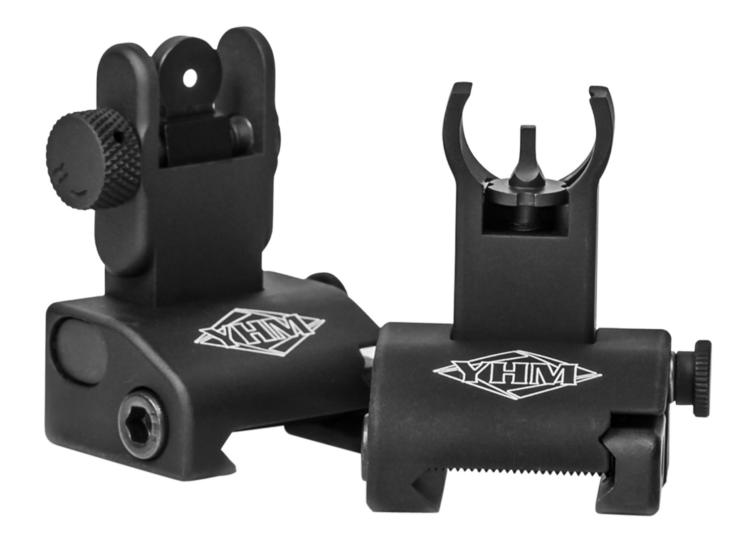 Yankee Hill 5040H Q.D.S. Sight Set Black Hardcoat Anodized Folding with Hooded Stem for AR-Platform