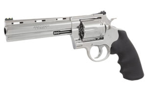 Colt Target Anaconda 6in stainless revolver with Hogue grip and fiber-optic front sight, 6-round cylinder