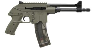 Kel-Tec PLR-22 .22 LR green semi-auto pistol, right-side view