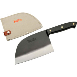 WatchFire Serbian Cleaver 6.75 in blade black finish with black Pakkawood handle and canvas sheath