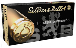 Sellier and Bellot 357 Sig 124 grain jacketed hollow point ammunition box, 50 rounds