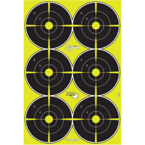 EZ-Aim Splash bullseye paper targets 8-pack black and yellow hanging