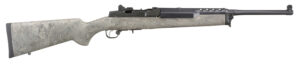 Ruger Mini-14 Tactical rifle with green Hogue stock and 18.5 inch blued barrel