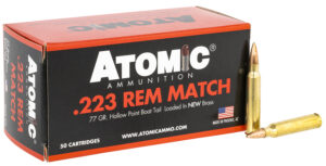 Atomic Ammunition 00427 Rifle Match 223Rem 77gr Hollow Point Boat Tail 50 Per Box/10 Case