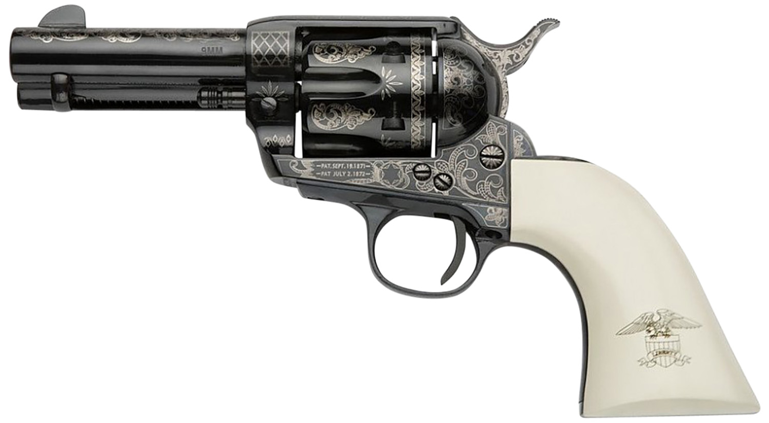 Pietta Liberty Revolver 9mm 3.5 in Blued Engraved