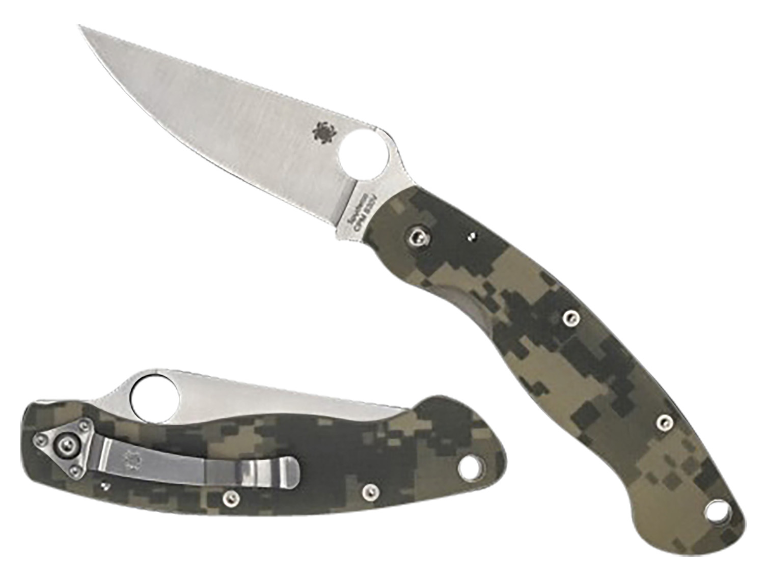Spyderco C36GPCMO Military 4" Folding Clip Point Plain Stonewashed CPM S30V SS Blade/ Digital Camo G10 Handle Includes Pocket Clip
