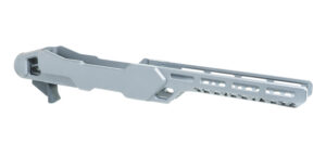 Timber Creek Enforcer 10/22 chassis in tungsten with skeletonized aluminum body and M-LOK forend slots