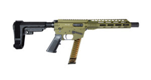 FREEDOM ORDNANCE FX9P 9mm pistol 10-inch OD Green with SBA3 pistol brace and faux suppressor
