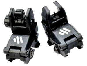 Meta Tactical MTA-POLYSIGHT polymer front and rear pop-up sights on AR-15 Picatinny rail