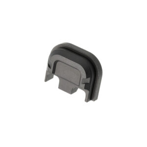 Black aluminum Glock Gen5 slide cover plate with chevron pattern texture