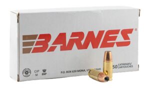 Barnes BAR Defense 9mm 115gr Sierra JHP ammunition box, 20 rounds per box