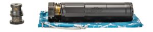 Griffin Armament HRT-556 Dual-Lok suppressor, 1.50 in diameter, black Cerakote finish