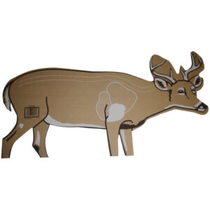Weaknecht cardboard deer target showing two-colored buck and vitals on 17 x 42 inch brown cardboard, pack of 25