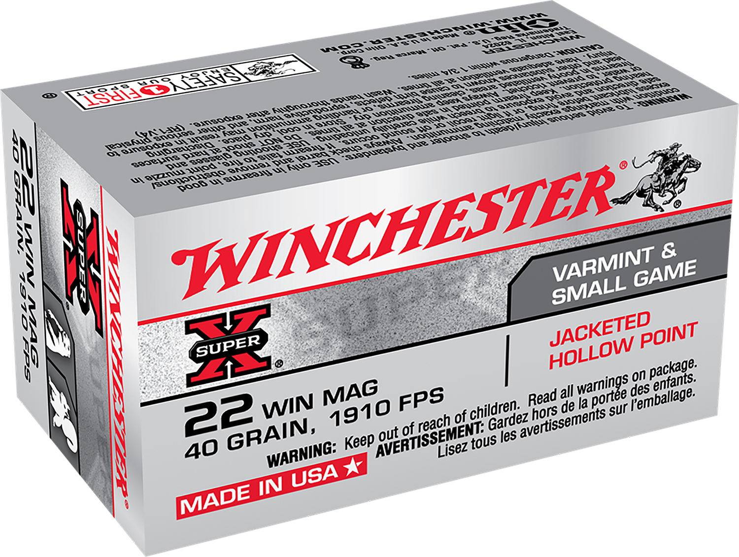 Winchester .22 WMR 40gr JHP Brass – 50rd