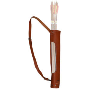 Vista Cunningham Quiver over-the-shoulder, genuine buffalo hide, approximately 22 in, holds 18 arrows