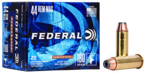 Federal Power-Shok .44 Magnum 180 gr Jacketed Hollow Point ammunition box, 20 rounds