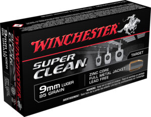 Winchester Super Clean 9mm lead-free full metal jacket ammunition 50rd box