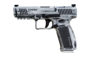 Canik METE SFT 9mm pistol Arctic Distressed Cerakote finish, right-side view