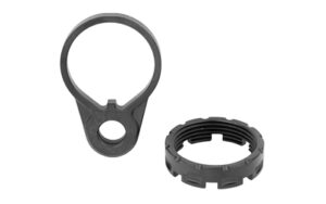 Fortis QD end plate and castle nut, black anodized, billet aluminum, for mil-spec buffer tubes