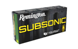 Remington Subsonic .360 Buckhammer 250 grain bonded hollow point ammunition box and cartridges
