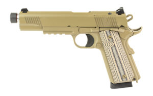 TISAS 1911 Duty B45RGD TH 45 ACP pistol in Flat Dark Earth Cerakote with threaded barrel and optics-ready slide