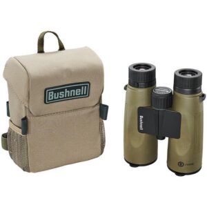 Bushnell Prime 12x50 binoculars in green roof finish with Vault modular harness pack