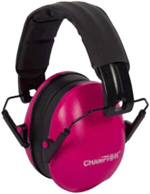 Champion pink slim passive hearing protection ear muffs, collapsible adjustable design