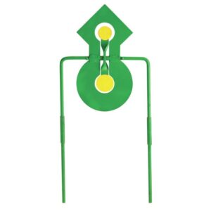 Champion .22 double reaction metal spinner target, green and yellow, welded steel, outer and inner spinners