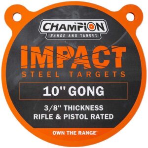Champion Impact 10-inch round steel gong target, 3/8" AR500-comparable steel, painted