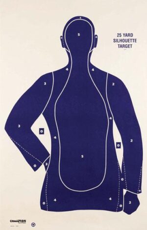 Champion B21-E police silhouette paper target pack — 100 blue printed targets