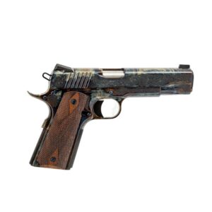 Standard Manufacturing 1911 .45 ACP 5in case colored engraved handgun with rosewood grips