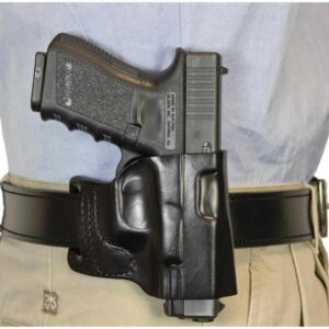 DeSantis E-GAT slide OWB leather holster for Sig Sauer P365 in black, right-hand