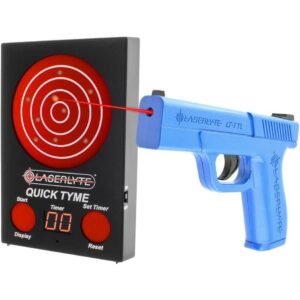 LaserLyte Quick Tyme Laser Trainer Target with Training Handgun and point-of-impact display