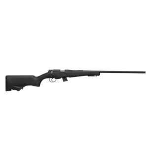 Escort 22LR bolt-action rifle with 25-inch threaded barrel and black synthetic stock