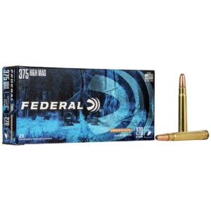 Federal Power-Shok .375 H&H 270 gr Soft Point ammunition box, 20 rounds