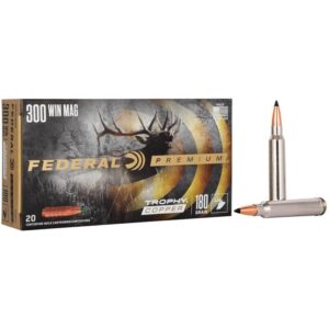 Box of 20 Federal Trophy Copper 300 Winchester Magnum 180 grain polymer-tipped ammunition