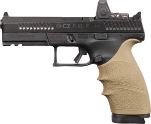 Hogue HandAll beavertail grip sleeve for CZ P-10 full size in FDE