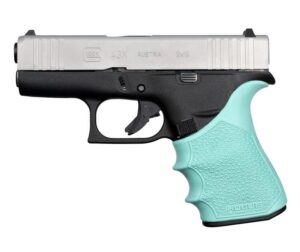 Hogue HandAll Beavertail Grip Sleeve for GLOCK 43X/48 in Aqua showing Cobblestone texture
