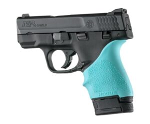 Hogue HandAll Beavertail Grip Sleeve in Aqua for S&W M&P Shield and Ruger LC9