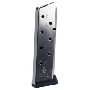 Check-Mate stainless steel 1911 magazine, 8 round capacity for .45 ACP