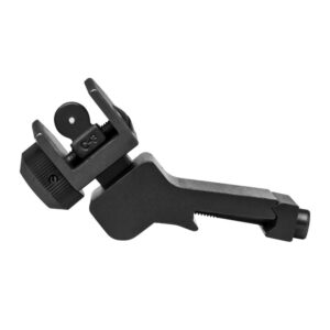 NCSTAR AR-15 45 Degree Offset Flip-Up Rear Sight Black mounted on Picatinny rail