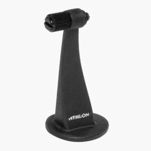 Athlon binocular tripod adapter mounted on tripod showing 1/4-inch top threading